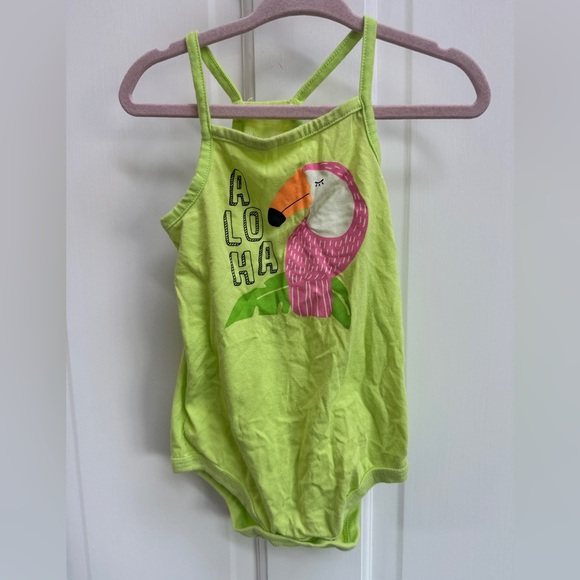 Okie Dokie 18M Green Toucan Girls Tank Top onesie Bodysuit - Picture 1 of 4